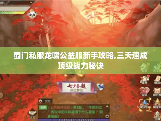 蜀门私服龙啸公益服新手攻略,三天速成顶级战力秘诀