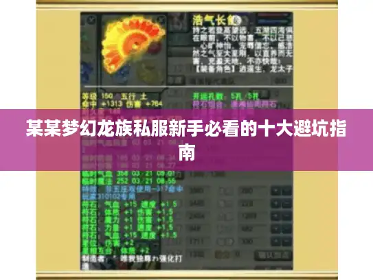 某某梦幻龙族私服新手必看的十大避坑指南
