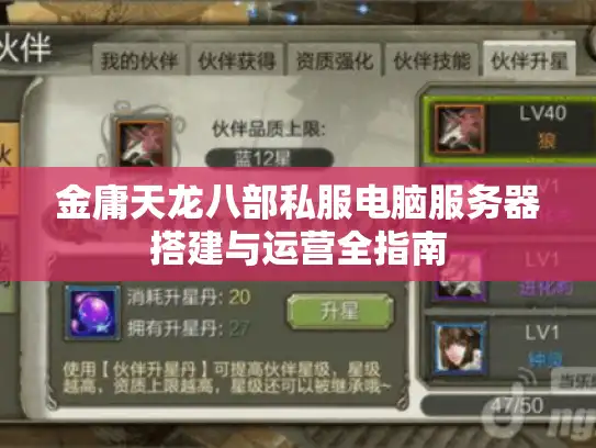 金庸天龙八部私服电脑服务器搭建与运营全指南