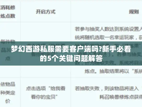 梦幻西游私服需要客户端吗?新手必看的5个关键问题解答 梦幻西游私服需要客户端吗?新手必看的5个关键问题解答