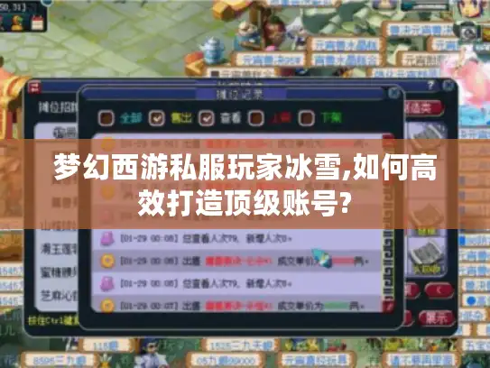 梦幻西游私服玩家冰雪,如何高效打造顶级账号?