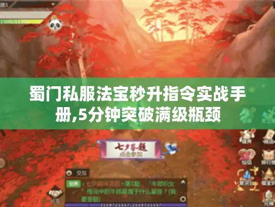 蜀门私服法宝秒升指令实战手册,5分钟突破满级瓶颈