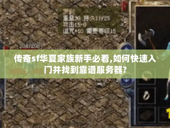 传奇sf华夏家族新手必看,如何快速入门并找到靠谱服务器?