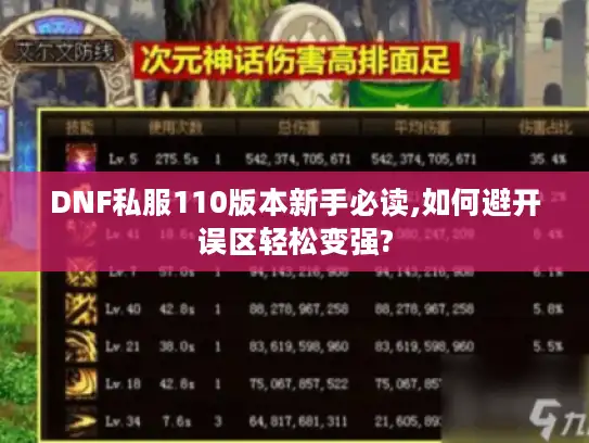 DNF私服110版本新手必读,如何避开误区轻松变强?
