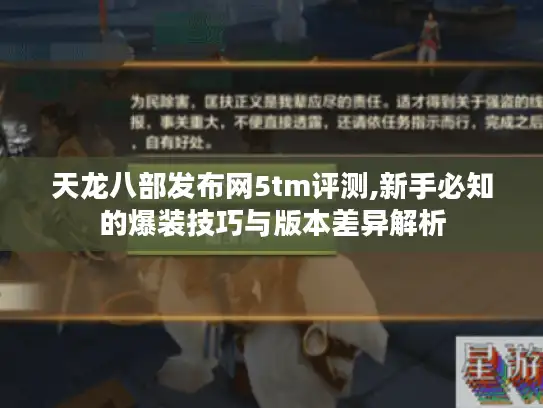 天龙八部发布网5tm评测,新手必知的爆装技巧与版本差异解析