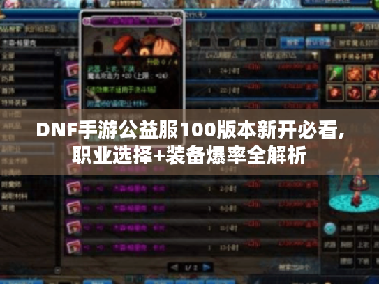DNF手游公益服100版本新开必看,职业选择+装备爆率全解析 DNF手游公益服100版本新开必看,职业选择+装备爆率全解析