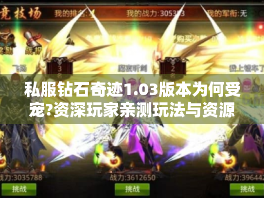私服钻石奇迹1.03版本为何受宠?资深玩家亲测玩法与资源下载全指南 私服钻石奇迹1.03版本为何受宠?资深玩家亲测玩法与资源下载全指南