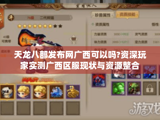 天龙八部发布网广西可以吗?资深玩家实测广西区服现状与资源整合 天龙八部发布网广西可以吗?资深玩家实测广西区服现状与资源整合