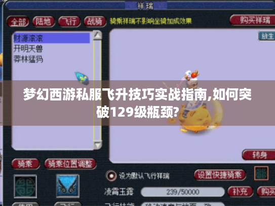 梦幻西游私服飞升技巧实战指南,如何突破129级瓶颈? 梦幻西游私服飞升技巧实战指南,如何突破129级瓶颈?