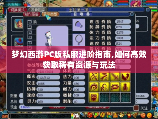 梦幻西游PC版私服进阶指南,如何高效获取稀有资源与玩法