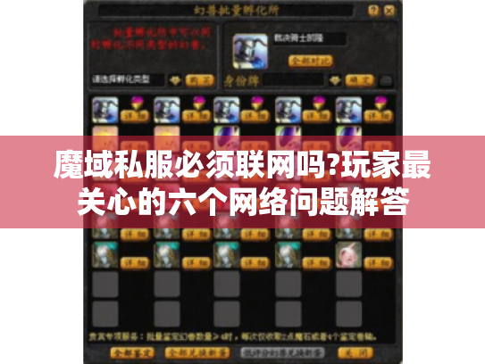 魔域私服必须联网吗?玩家最关心的六个网络问题解答 魔域私服必须联网吗?玩家最关心的六个网络问题解答