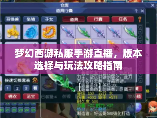 梦幻西游私服手游直播，版本选择与玩法攻略指南