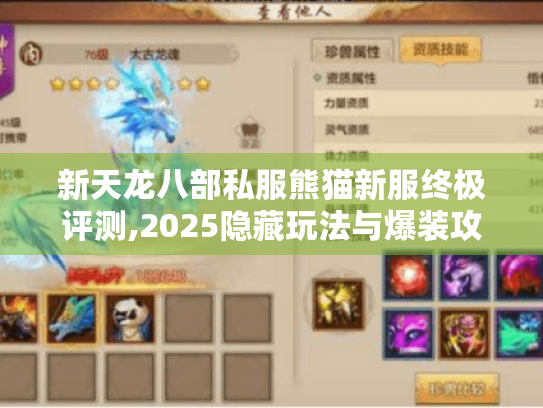 新天龙八部私服熊猫新服终极评测,2025隐藏玩法与爆装攻略 新天龙八部私服熊猫新服终极评测,2025隐藏玩法与爆装攻略