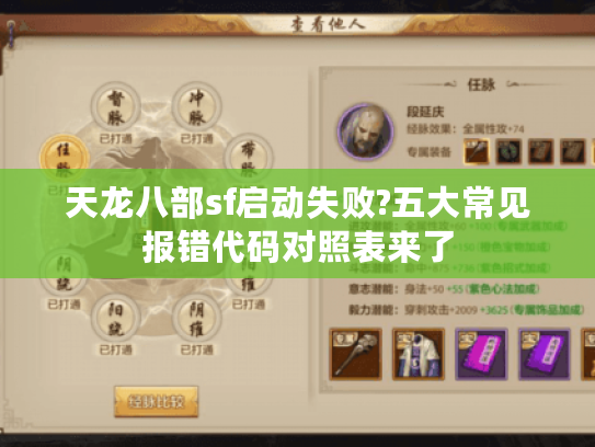 天龙八部sf启动失败?五大常见报错代码对照表来了