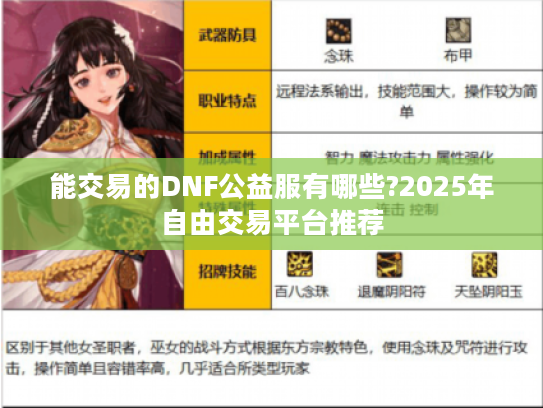 能交易的DNF公益服有哪些?2025年自由交易平台推荐