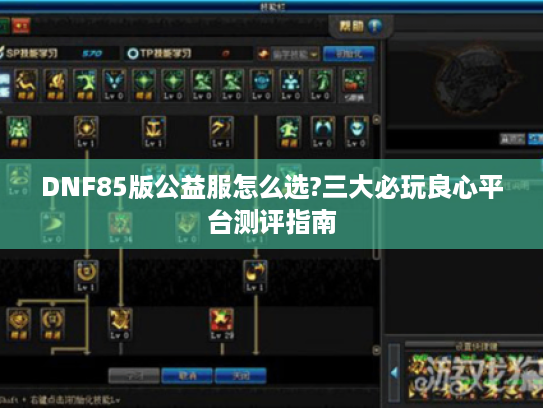 DNF85版公益服怎么选?三大必玩良心平台测评指南 DNF85版公益服怎么选?三大必玩良心平台测评指南