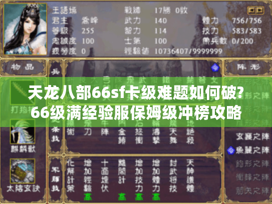 天龙八部66sf卡级难题如何破?66级满经验服保姆级冲榜攻略 天龙八部66sf卡级难题如何破?66级满经验服保姆级冲榜攻略