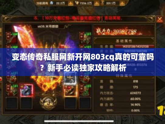 变态传奇私服网新开网803cq真的可靠吗？新手必读独家攻略解析