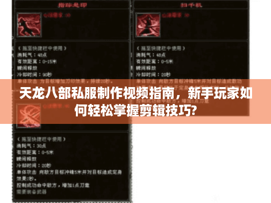 天龙八部私服制作视频指南，新手玩家如何轻松掌握剪辑技巧?