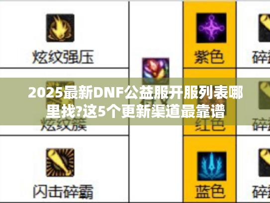 2025最新DNF公益服开服列表哪里找?这5个更新渠道最靠谱
