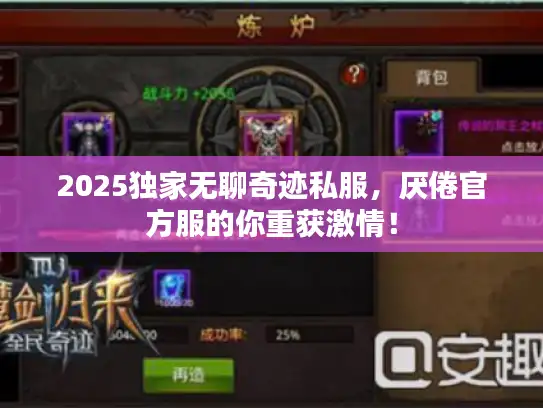 2025独家无聊奇迹私服,厌倦官方服的你重获激情! 2025独家无聊奇迹私服,厌倦官方服的你重获激情!