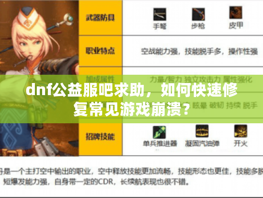 dnf公益服吧求助，如何快速修复常见游戏崩溃？