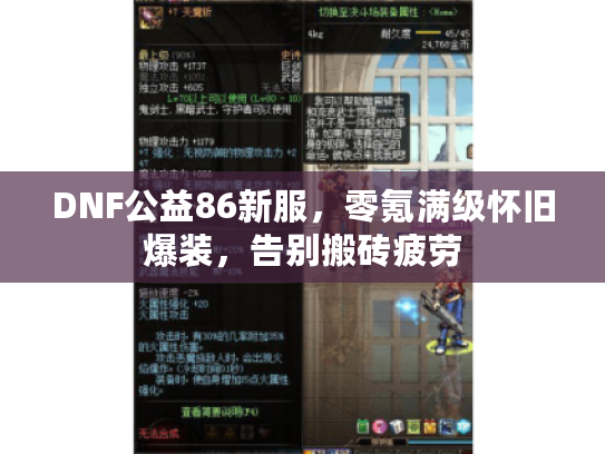 DNF公益86新服,零氪满级怀旧爆装,告别搬砖疲劳 DNF公益86新服,零氪满级怀旧爆装,告别搬砖疲劳