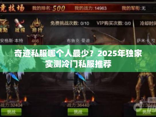 奇迹私服哪个人最少?2025年独家实测冷门私服推荐 奇迹私服哪个人最少?2025年独家实测冷门私服推荐
