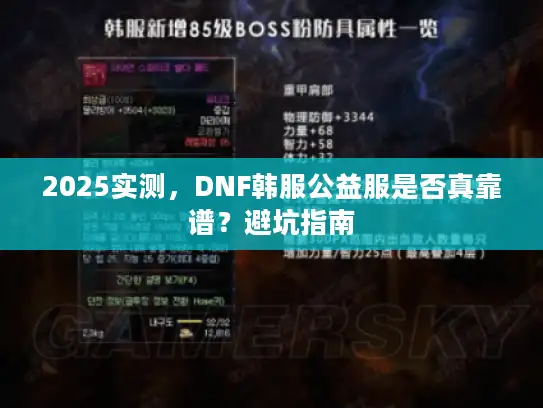 2025实测，DNF韩服公益服是否真靠谱？避坑指南