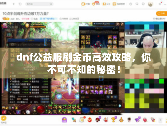dnf公益服刷金币高效攻略，你不可不知的秘密！