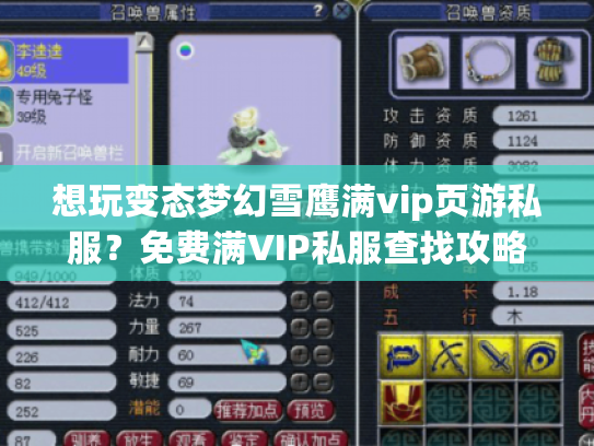 想玩变态梦幻雪鹰满vip页游私服？免费满VIP私服查找攻略来啦！