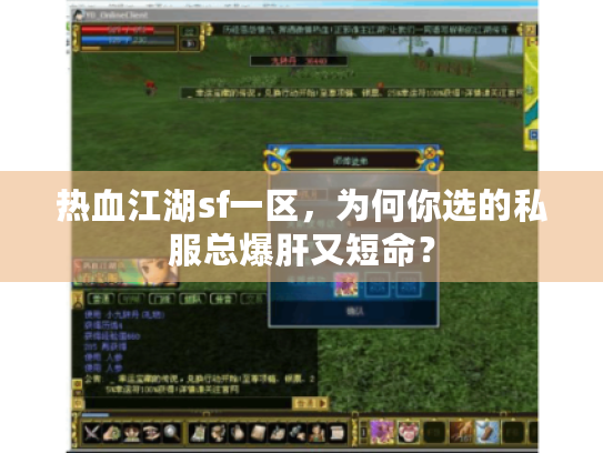 热血江湖sf一区,为何你选的私服总爆肝又短命? 热血江湖sf一区,为何你选的私服总爆肝又短命?