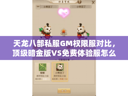 天龙八部私服GM权限服对比,顶级暗金版VS免费体验服怎么选? 天龙八部私服GM权限服对比,顶级暗金版VS免费体验服怎么选?