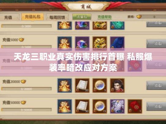 天龙三职业真实伤害排行首曝 私服爆装率暗改应对方案