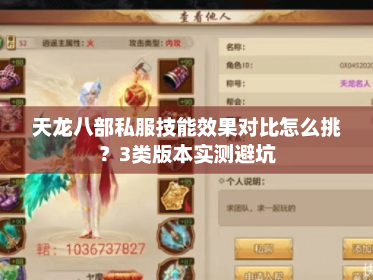 天龙八部私服技能效果对比怎么挑？3类版本实测避坑