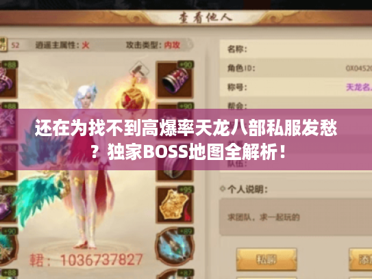 还在为找不到高爆率天龙八部私服发愁？独家BOSS地图全解析！