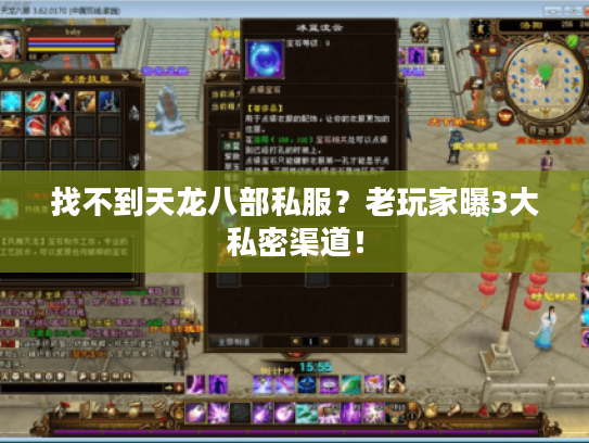 找不到天龙八部私服？老玩家曝3大私密渠道！