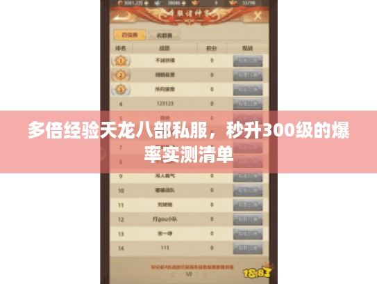 多倍经验天龙八部私服,秒升300级的爆率实测清单 多倍经验天龙八部私服,秒升300级的爆率实测清单