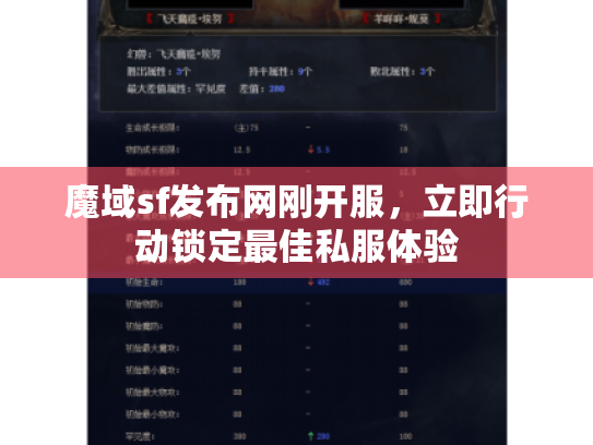 魔域sf发布网刚开服，立即行动锁定最佳私服体验