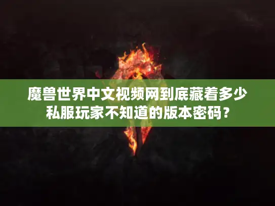 魔兽世界中文视频网到底藏着多少私服玩家不知道的版本密码？