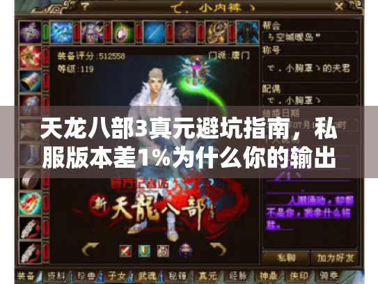 天龙八部3真元避坑指南，私服版本差1%为什么你的输出低了30%