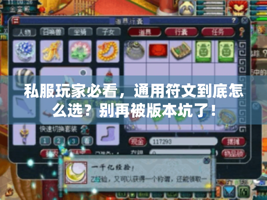 私服玩家必看,通用符文到底怎么选?别再被版本坑了! 私服玩家必看,通用符文到底怎么选?别再被版本坑了!