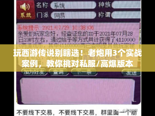 玩西游传说别瞎选！老炮用3个实战案例，教你挑对私服/高爆版本