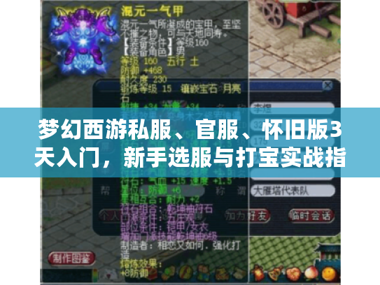 梦幻西游私服、官服、怀旧版3天入门,新手选服与打宝实战指南 梦幻西游私服、官服、怀旧版3天入门,新手选服与打宝实战指南