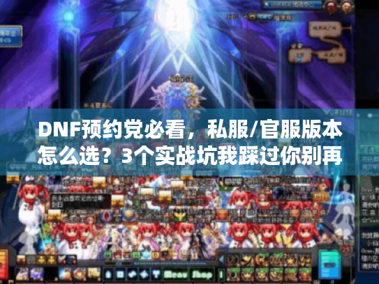 DNF预约党必看,私服/官服版本怎么选?3个实战坑我踩过你别再跳 DNF预约党必看,私服/官服版本怎么选?3个实战坑我踩过你别再跳
