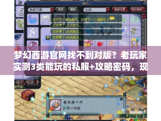 梦幻西游官网找不到对版?老玩家实测3类能玩的私服+攻略密码,现在就能用 梦幻西游官网找不到对版?老玩家实测3类能玩的私服+攻略密码,现在就能用