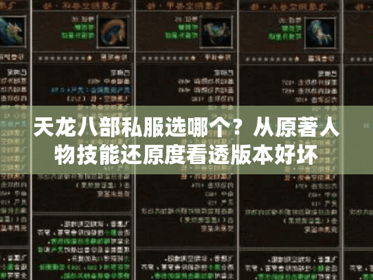 天龙八部私服选哪个?从原著人物技能还原度看透版本好坏 天龙八部私服选哪个?从原著人物技能还原度看透版本好坏