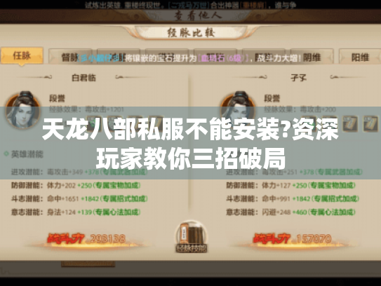 天龙八部私服不能安装?资深玩家教你三招破局 天龙八部私服不能安装?资深玩家教你三招破局