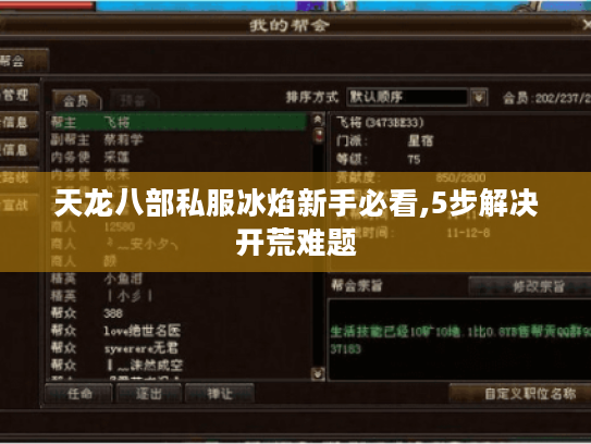 天龙八部私服冰焰新手必看,5步解决开荒难题 天龙八部私服冰焰新手必看,5步解决开荒难题