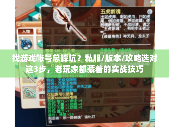 找游戏帐号总踩坑？私服/版本/攻略选对这3步，老玩家都藏着的实战技巧